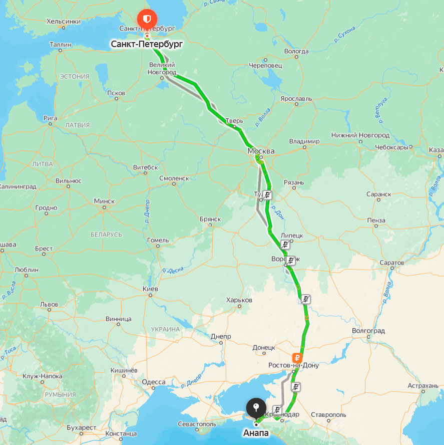 От москвы до анапы на машине расстояние. Москва Анапа карта. Дорога от СПБ до Анапы